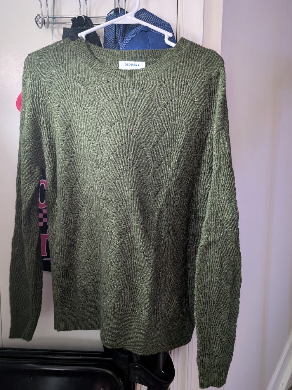 Old Navy Women's Olive Crewneck Textured Knit Sweater